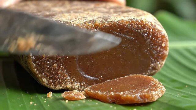 Satisfying Fresh Cane Sugar Jaggery Slice ASMR