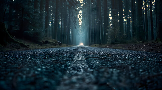 cinematic low angle ground shot asphalt road - Powered by Adobe