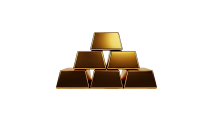 Stack of Shiny Gold Bars on White Background