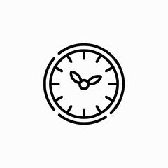 Modern minimalist clock icon with dynamic lines