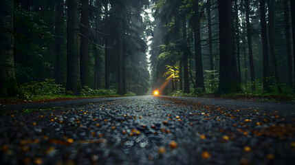 cinematic low angle ground shot asphalt road