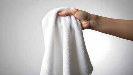 hand holding a towel
