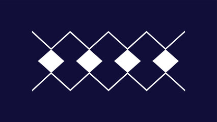 Minimalist geometric pattern of white diamonds and lines on a deep blue background