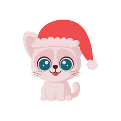 Adorable Kitten in Santa Hat