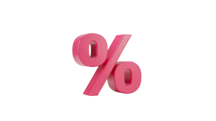 3D Pink Percentage Symbol Icon on White Background