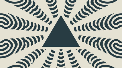 Abstract geometric design with a dark triangle and concentric swirls in a stylish composition