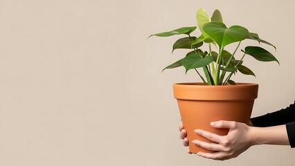 two hands holding a large plant pot