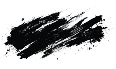 Black brush stroke on white background vector illustration