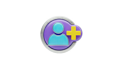Add User Icon with Plus Sign on White Background