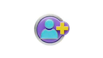 Add User Icon with Plus Sign on White Background