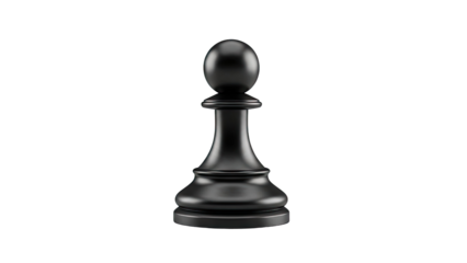 Black Chess Pawn, Isolated on White Background