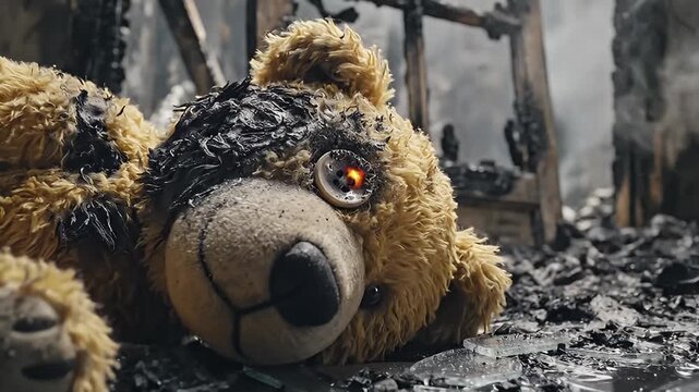 BURNT TEDDY BEARS GLOWING EYE Found In The Ruins