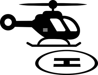 Helipad vector icon symbol, representing a helicopter landing pad, airport, emergency services, and aviation industry isolated on transparent background. Vector illustration.