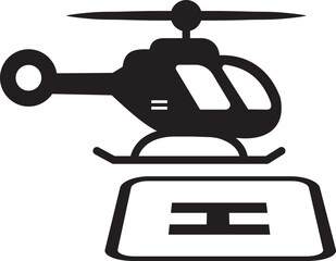 Helipad vector icon symbol, representing a helicopter landing pad, airport, emergency services, and aviation industry isolated on transparent background. Vector illustration.