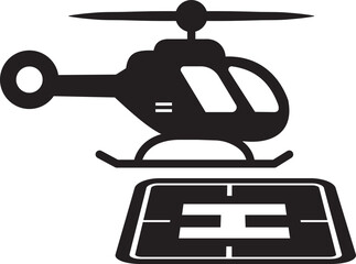 Helipad vector icon symbol, representing a helicopter landing pad, airport, emergency services, and aviation industry isolated on transparent background. Vector illustration.