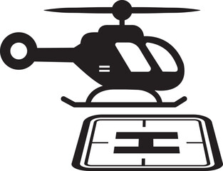 Helipad vector icon symbol, representing a helicopter landing pad, airport, emergency services, and aviation industry isolated on transparent background. Vector illustration.