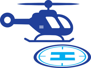 Helipad vector icon symbol, representing a helicopter landing pad, airport, emergency services, and aviation industry isolated on transparent background. Vector illustration.