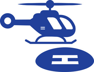 Helipad vector icon symbol, representing a helicopter landing pad, airport, emergency services, and aviation industry isolated on transparent background. Vector illustration.