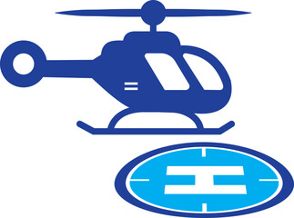 Helipad vector icon symbol, representing a helicopter landing pad, airport, emergency services, and aviation industry isolated on transparent background. Vector illustration.