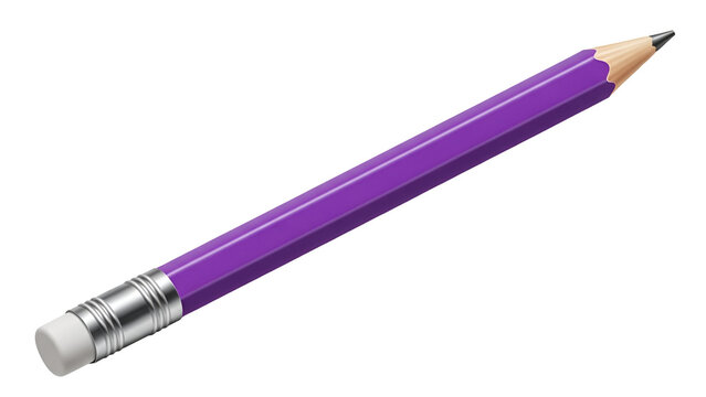 Purple pencil isolated on transparent background