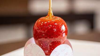 Strawberry drizzled with golden syrup