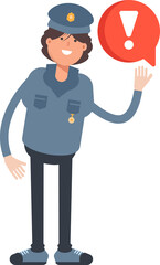 Woman Police Character and Error Sign
