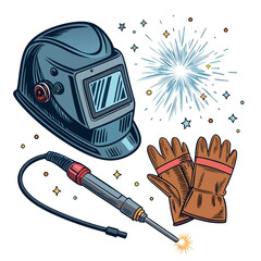 Dynamic Welding Tools And Sparks High-Quality Stock Image