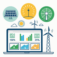 Showcasing Renewable Energy Dashboard Vibrant Professional Photo