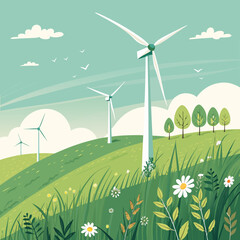 Wind Turbines Field Professional Photo Great for Commercial Projects