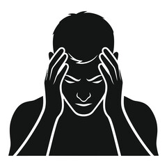 Man experiencing stress and headache in black silhouette