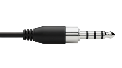 Close-up of a 3.5mm Audio Jack Plug with Black Cable