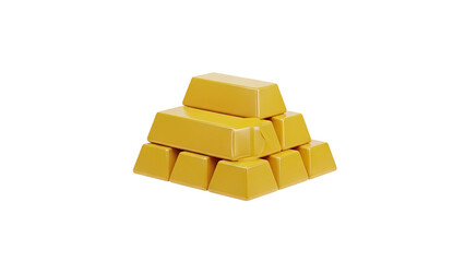Stack of Shiny Gold Bars on White Background