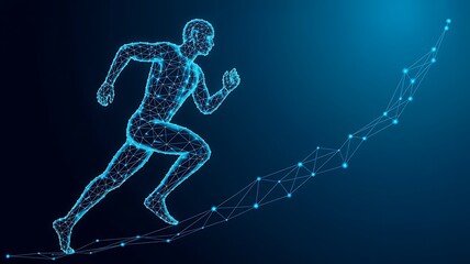 Obraz premium Digital runner symbolizing motivation progress and performance growth 