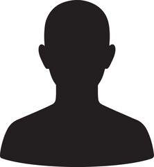 Minimalist black silhouette icon of a generic human profile, perfect for user avatars, placeholder images, and versatile individual representation in digital and print design
