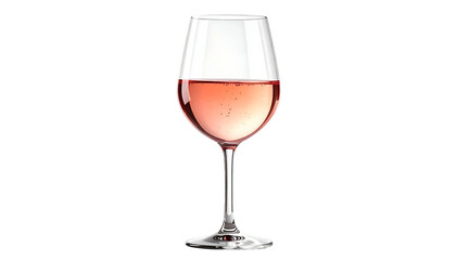 A stemmed glass filled with light pink liquid, isolated against a solid black backdrop
