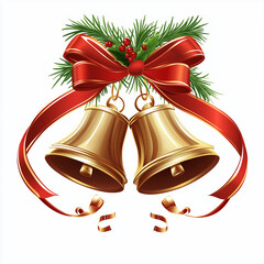 christmas bells with red ribbon