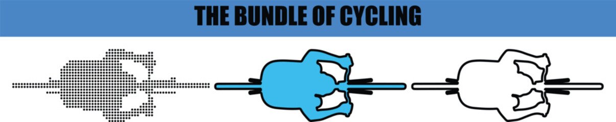 Top view of a cycle rickshaw silhouette line art outline dot dotted style human powered transport vehicle vector illustration concept. cycle rickshaw silhouette, pedicab silhouette, top view vector