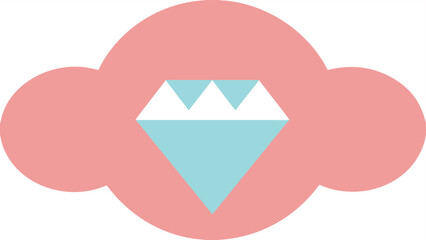 Pink cloud with a blue and white diamond shape inside gemstone jewel
