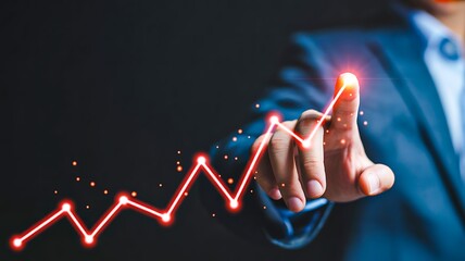 Business growth and financial success concept with rising digital graph