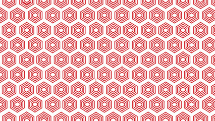 Seamless Red Hexagonal Grid Pattern on a White Background vector illustration