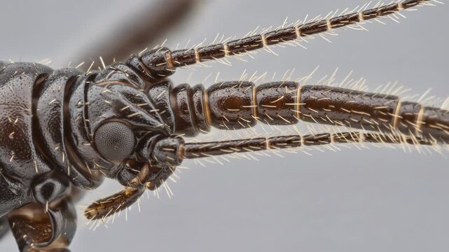 Macro of an Insect Head and Antennae Showing Fine Details and Surface for Scientific Illustrations