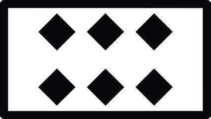 Six Black Diamonds Arranged in Two Rows within a Black Border geometric pattern