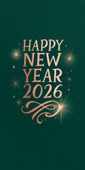 Happy new year 2026 in green colour greetings.