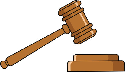 Judge gavel and sound block illustration legal justice court law symbol isolated white background cad drawing flat vector illustration
