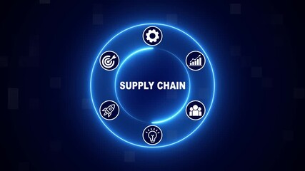 Supply Chain concept with Digital Icons Illustrating Modern Technology Applications in Business and Industry. Business, Technology, Internet and network concept. - Powered by Adobe