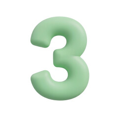 Naklejka premium Light Green Plasticine Number Three.