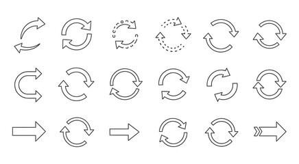 Fototapeta premium Set of refresh reload and circular arrow icons for user interface designs