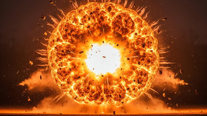 Explosion with fiery blast and debris