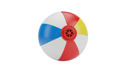 Classic Multicolor Beach Ball on White Background