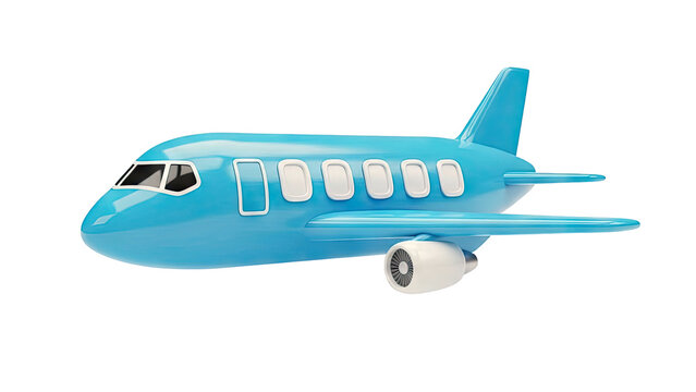 Blue Toy Airplane Isolated on White Background